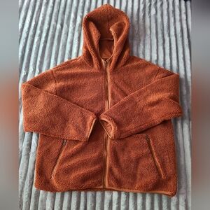 Rust Colored Outerwear with Zipper and Zip Close Pockets